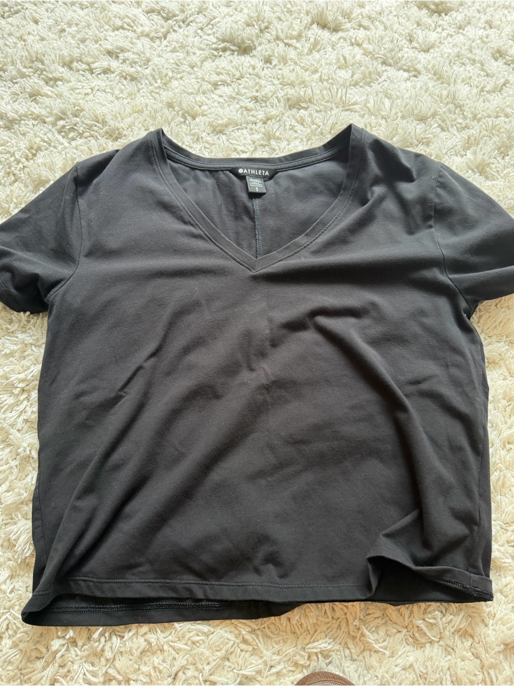 Athleta Women's Black V-Neck Short Sleeve Tee